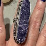 Lepidolite Sterling Silver Ethnic Style Statement Ring Size 7 Purple Photo 4
