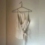 Amanda Uprichard  Clarita Wrap Top in Cream​​​​ vintage peplum style size medium Photo 2