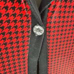 Coldwater Creek Vintage Red Black Houndstooth Velvet Duster Long Line Cardi PL Photo 3