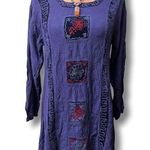 Sacred Threads  Deep Purple Embroidered Boho Tunic One Size Tie Back Photo 0