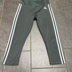 Adidas  Grey White Racer Stripe Cropped Climalite Leggings Activewear Medium Photo 1