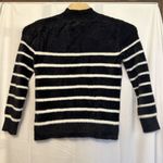 Bailey 44 Size Medium Eyelash Knit Sweater Black White Striped Mock Neck‎ Soft Photo 2
