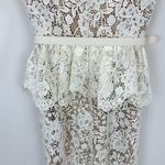 Self Portrait Cream Lace Peplum Midi Dress Wedding Bridal Cocktail US 2 NWT White Photo 9