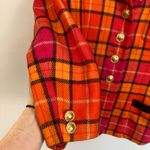 Vintage Mondi Womens M Pink Orange Plaid 100% Wool Power Blazer Preppy Retro Size M Photo 8