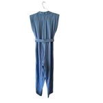 ZARA Sleeveless Belted Blue Jumpsuit Overalls Button Up Front Size S Photo 4