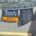 Vintage Winnie The Pooh Gingham short Sleeve Button Down Shirt Denim 18W White Photo 2