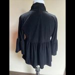 Michael Stars  Black Luxe Velvet Open Front Bell Sleeve Jacket Top‎ One Size Photo 2