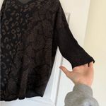 Democracy  Sweater Mixed Animal 3/4 Sleeves Size M Black Gold Party Holiday Boho Photo 2