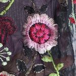 GLANCE BLACK MESH ALLOVER BOLD BOHO COLORFUL FLORAL LEAF EMBROIDERED SHEER TOP M Pink Size M Photo 5