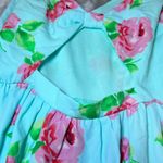 Bo Bel Dress Womens Small Aqua Blue Floral Bow Back Sleeveless Fit Flare Summer Photo 8