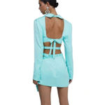 For Love & Lemons  Aqua Blue Satin Marie Mini Skirt Photo 1