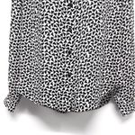 Anthropologie H&M Geometric Abstract Print Pattern Button Up Blouse Shirt Top Black White XS Photo 3