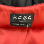 Vtg BCBG Paris Satin Ruffle Bodycon Mini Dress Women's 6 Red Black Cocktail Y2K Photo 10