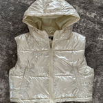Shiny Hooded Cropped Puffer Vest Large Silver Size undefined Photo 0
