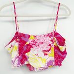 SOMETHING NEW Womens Tropical Floral Print Resortwear Crop Cami Top Size L Pink Size L Photo 6