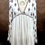 Free People Embroidered Diamond Top Mini Dress Cream Burgundy size S Photo 6