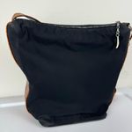 Vtg Donald J Pliner Bucket Bag Nylon Croc Embossed Leather Shoulder Bag Black Photo 10