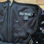 Say What? Say What? Sequin vintage y2k Diamond Mermaid Pattern Fish print Party Cocktail Zip Women's Black Midi Pencil Skirt Sz M Photo 3