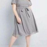 Modcloth  1X Plus Bordeaux Afterglow Grey Clip Dot V-Neck Midi Dress no belt Photo 1