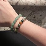 Lot Of 2 Beaded Stone / Glass 1 Multicolor 1 Green Stretchy Bracelet 6 1/4 Inch Photo 6