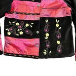Coldwater Creek ‎ Womens Velvet Blazer Size L Multicolor Floral Embellished Art Photo 4