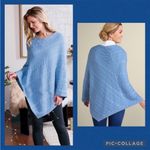 Soft Surroundings  Women's Blue Sweater‎ Poncho Popover One Size Cable Knit NEW Photo 1