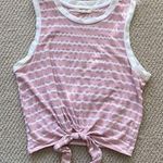 Heart & Hips Pink White Striped Crop Tie Tank Top Cotton Stretch Crew Shirt S Photo 0