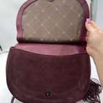 Vince Camuto  Deep Eggplant Purple Suede & Leather Saddle Bag, Fringe Tassel Photo 11