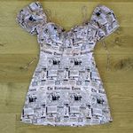 Realisation Par  - The Venus in Newspaper Rare Mini Dress in Pink and Black Photo 0