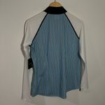 NWT Belyn Key Piped Shade Raglan Golf Top In Moonstruck Stripe‎ White/Blue Small Blue Photo 3