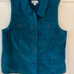 Womens Teal Corduroy Button Front Vest Size Medium Blue Size L Photo 0