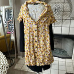 Rusty  surfer girl dress size small yellow florals button down mini dress Photo 3