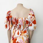 [Vafadress] Orange Abstract Floral Print Smocked Tiered Midi Dress NWT Sz Medium Photo 5