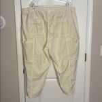 Anthropologie  cargo style straight leg drawstring pants in ivory Photo 4
