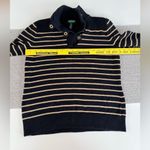 Ralph Lauren Lauren Black Gold Striped Mockneck Cotton Sweater Metallic Medium Photo 6