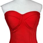 The Sang  Red Mini Dress Size S Strapless Tube Corset Bustier Bandage Stretch Photo 3