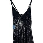 Free People  Gunmetal Gray Gold Rush Mini Sequin Dress M Photo 3