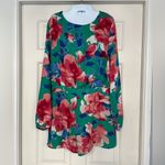 Lulus Women's Romper Green Floral Long Sleeve Open Back Lined Size Large Photo 2