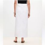Loft  Denim Maxi Skirt in White with Front Slit Sz 8 Photo 2