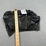 Forever 21 NWT  S Womens Black Faux Leather Bustier Top Knit Cropped Rose Detail Photo 3