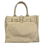 Furla Croc Embossed Beige Leather Handbag Photo 0