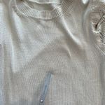 American Vintage 90s Crochet Beige Short Sleeve Sweater Blouse Top Womens Small Photo 6