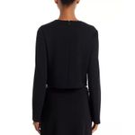 AQUA  Black Long Sleeve Rhinestone Fringe Crop Top‎ Womens XS Photo 1