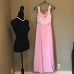 Vintage 60s early 70s Union Made Pink Lace Formal Prom Dress size XS Photo 3