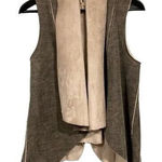 Amadi Faux Shearling Drape Front Open Vest Size XS Gray Photo 0