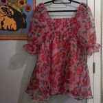Thirty/Thirty Pink Rosen Print Babydoll Mini Dress Size M Photo 15