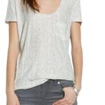 Madewell Gray Fadeaway Stripe Linen Timeoff Pocket Front Linen T-Shirt XS Photo 0