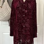 Chico's  vintage art print geometric velvet button down shirt Photo 0