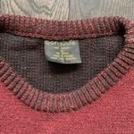 Bonjour Red And Black Grandpa Knitted Geometric Pattern Sweater Photo 4