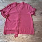 Blue Rain Francesca’s Short Sleeve Button Down Top Bottom Tie Burnt Orange SZ S Photo 4